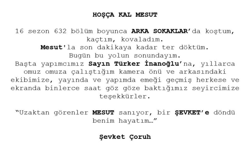 Usta Oyuncu evket oruh'dan gelen haber